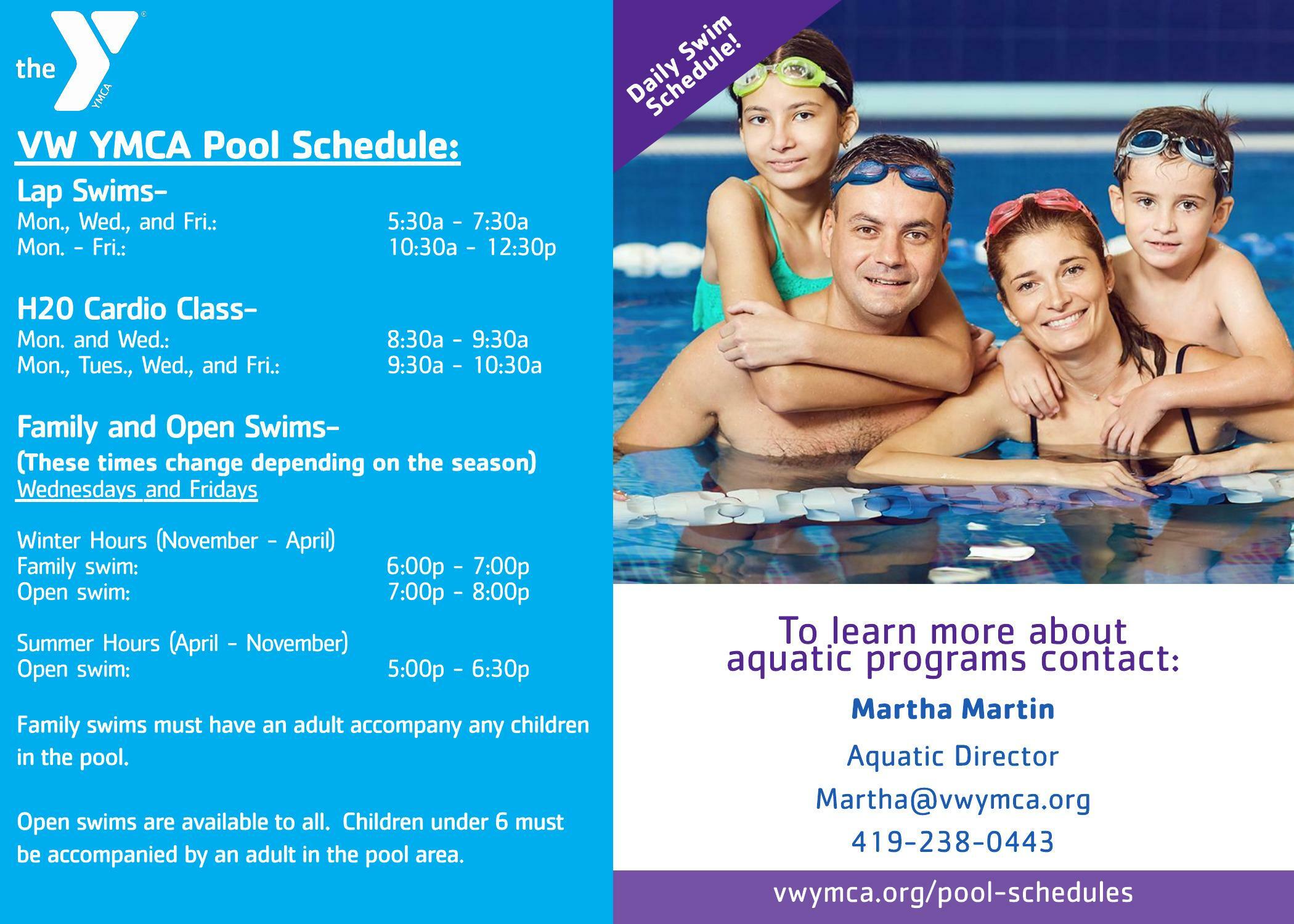 Pool Schedules YMCA of Van Wert County